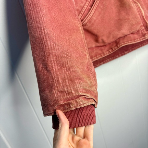 Vintage Y2K Carhartt Hooded Pink Rose Detroit Jacket Pink WJ141 VRS Women's XS - Picture 3 of 13
